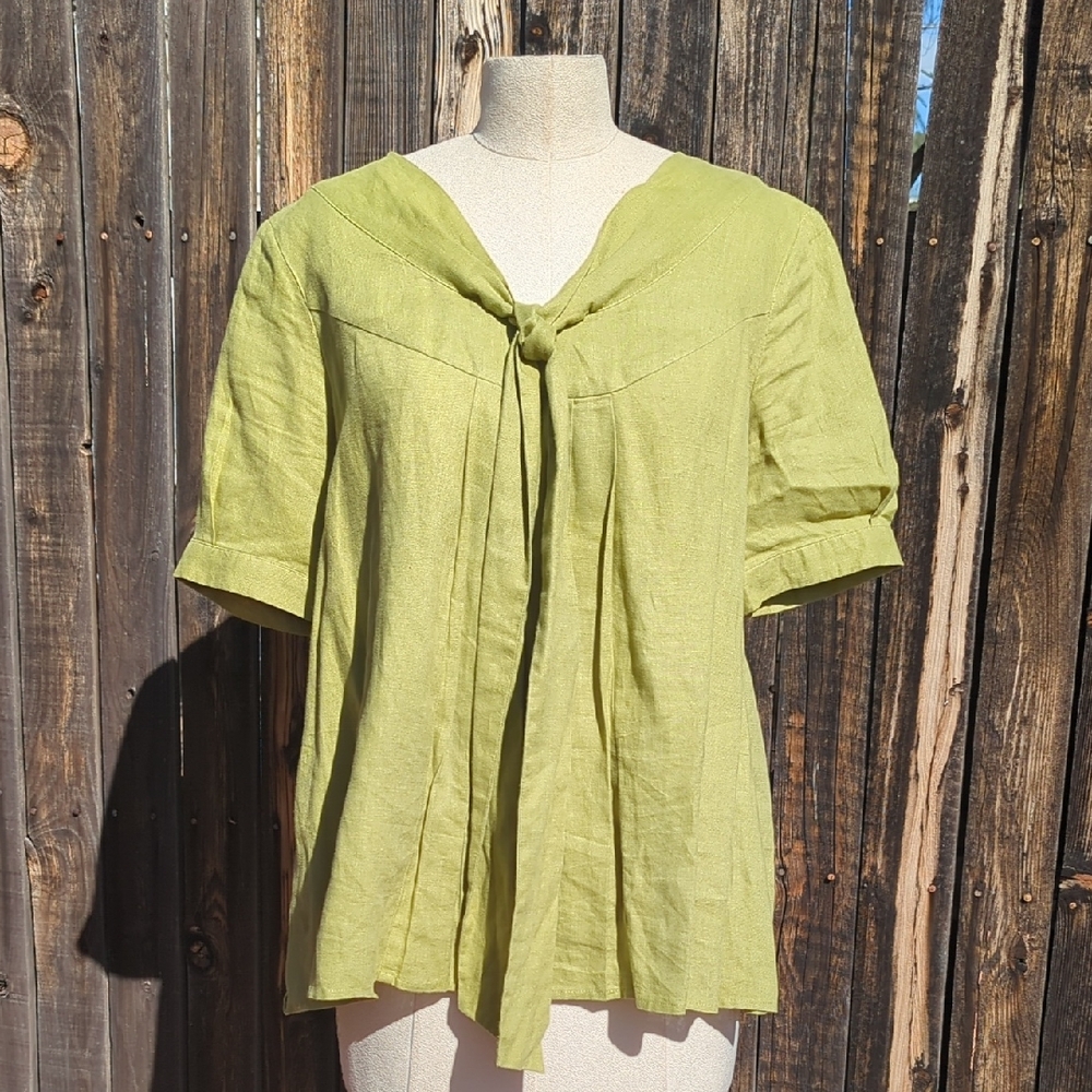 Gorgeous Lime Green Linen  Top
